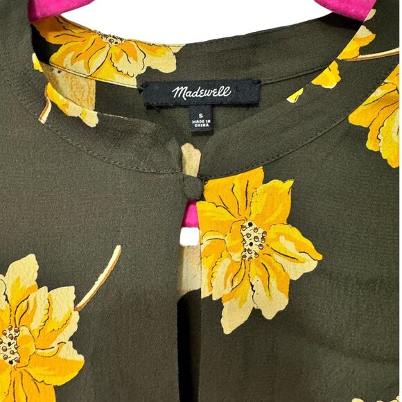 Madewell Button Front Tier Dress in Fall Yellow Flowers Maxi Dress Women Size S - Picture 6 of 8